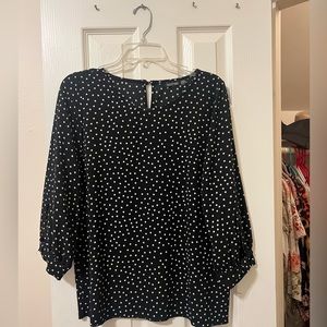 BOOHOO Polka Dot Blouse Size: Large